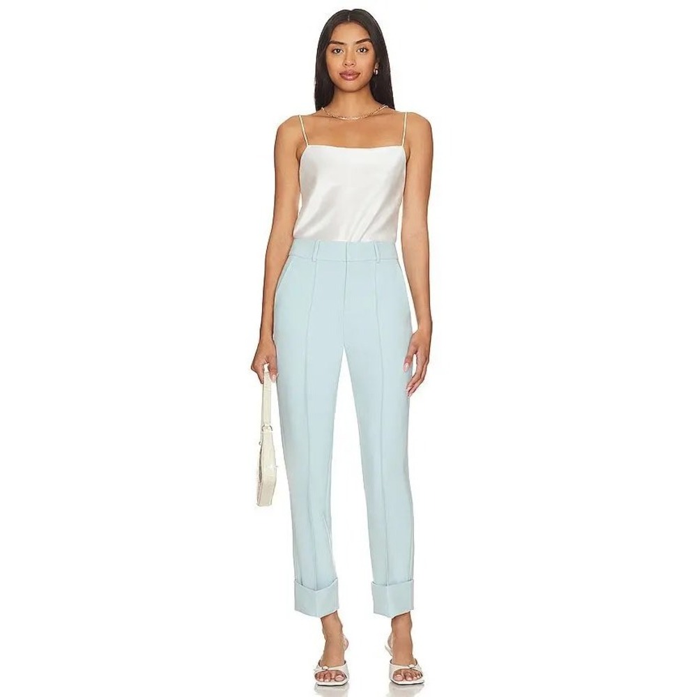 Alice‎ + Olivia Ming Cuffed Ankle Pants Glacier Blue High Waist Trousers Size 2